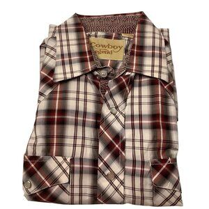 Cowboy Legend Plaid Pearl Snap Long Sleeve Shirt Mens Size XL